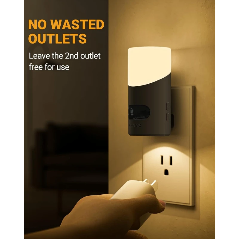 Lyridz LED-Nachtlichter stecken in die Wand mit Bewegungssensor, 1-150 lm dimmbares Plug-in-Nachtlicht für den Innenbereich für Schlafzimmer, -