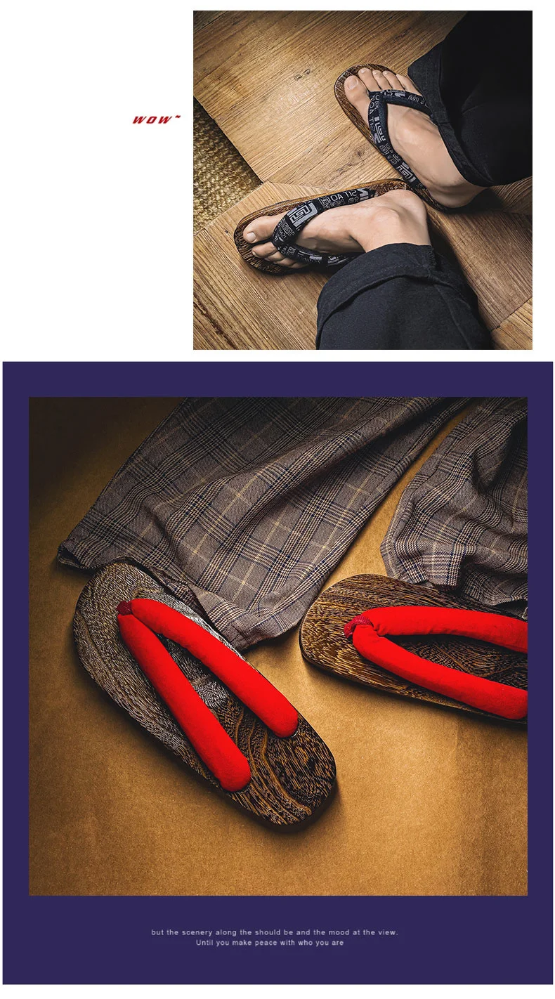 Herren-Slipper, 2022, neue japanische Fischgräten-Hausschuhe, Holz-Clogs, Geta-Flip-Flops, rutschfest, im Sommer, Cos-Schuhe – Detail 9
