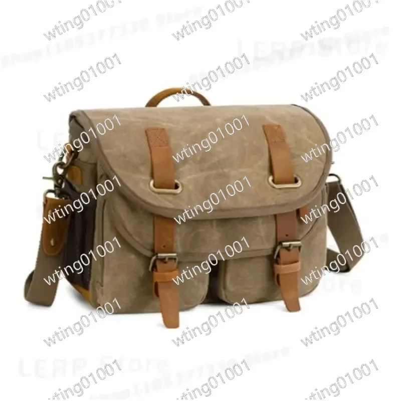 for Canvas and Cowhide Messenger Bag for Shoulder Camera Case for Photography Equipment and Accessories