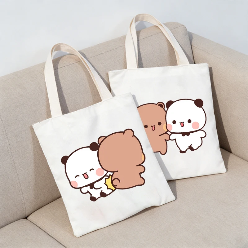 

Bubu Dudu Shoulder Bag Cute Canvas Bag Yier Bear Panda Tote Girl Cartoon Large Capacity Handbag Woman Man Portable Shopping Bags
