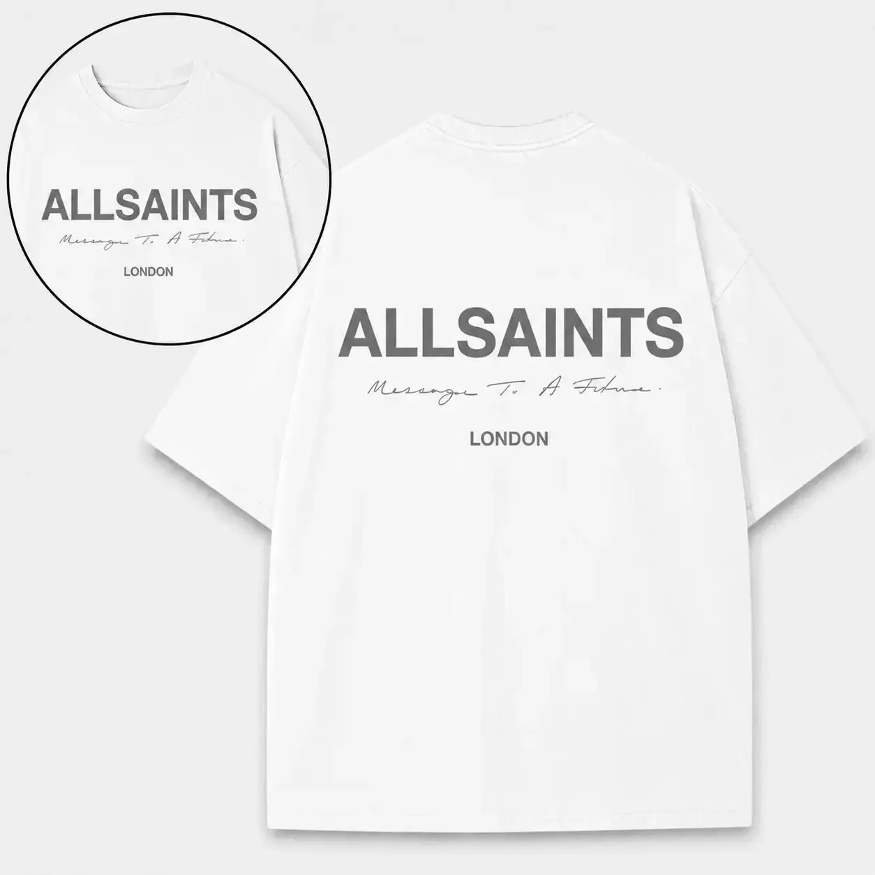 Men’s 100% Cotton Washed Classic Streetwear Allsaints Graphic Print T-Shirt - Short-Sleeve Crew Neck Menswear Top, Soft Breathable Fabric, Humorous Boyfriend Style for Daily Wear, Summer Casual, Shortsleeve, Tshirt Funny Quote Bold Statement, Oversized
