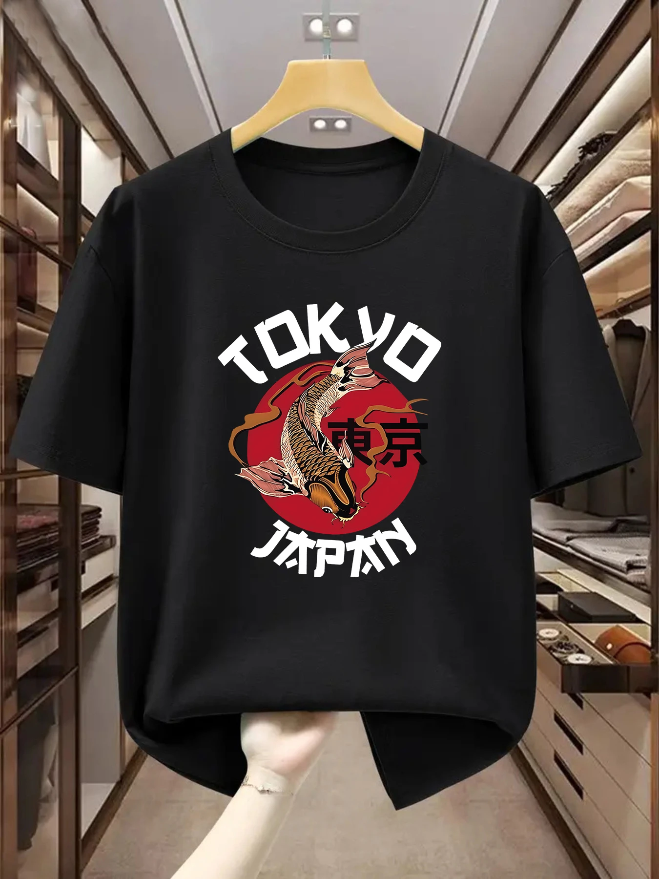 Funny Koi Fish Japanese Streetwear TOKYO JAPAN Men's T Shirt Cotton Tee Women Summer Novelty Oversize Humor Top Casual Trendy