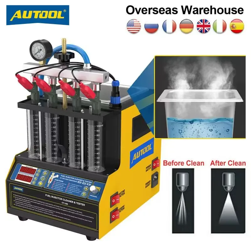 AUTOOL CT160 автомобильный топливный инжектор ультразвуковой очиститель 220 В 110 В Свеча зажигания мотоцикла тестер машины