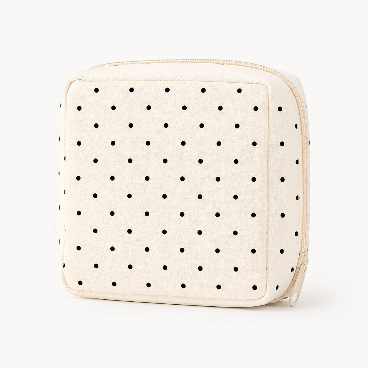 Minimalist Polka Dot Period Pad Organizer for Women, Portable Zipper Sanitary Pouch for Travel, School, Office & Daily Use