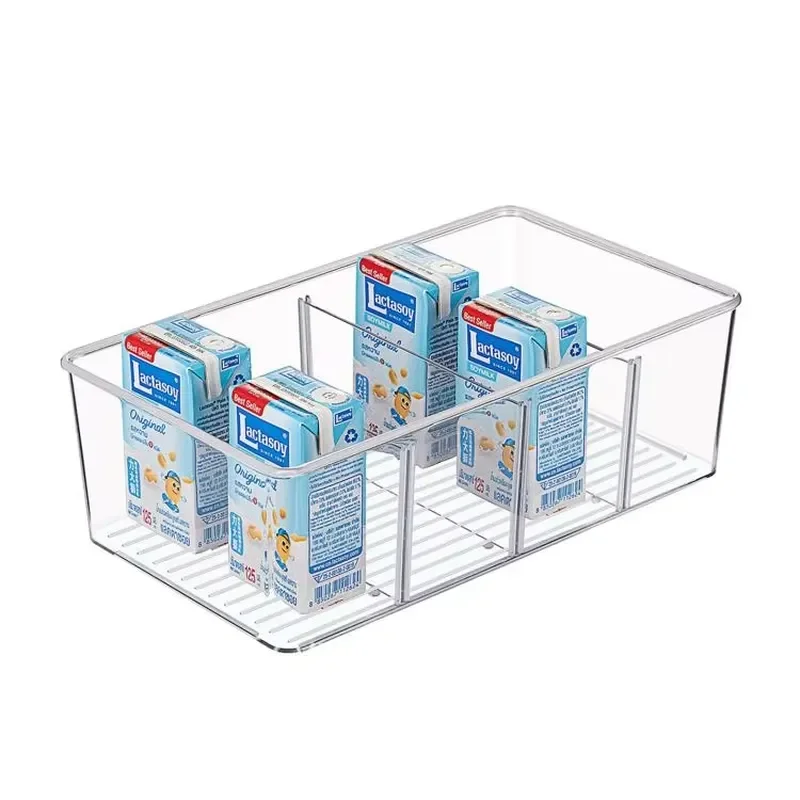 4 Compartment Desktop Storage Box Detachable Divider Transparent Organizer for Office Home Desk Supplies