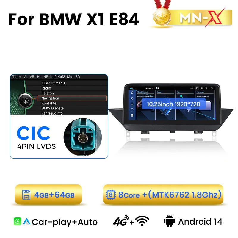 Navifly 128Gb Android 14 Draadloze Carplay Voor Bmw X1 E84 2009 - 2015 Auto Multimedia Speler Dsp Android Auto Gps 8 Core Autoradio
