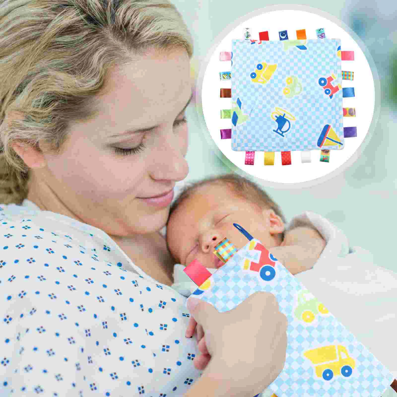 Soothing Towel Baby Blanket with Tags Labels Plush Taggy Security Toy for Newborn