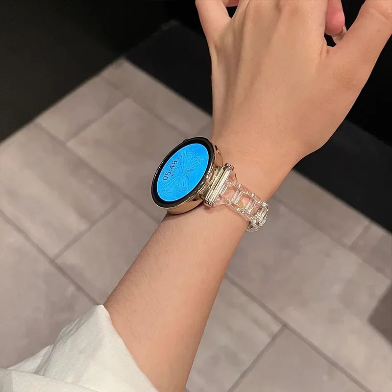 20MM 22MM Slim Resin Rainbow Laser Transparent Band For Samsung Galaxy Watch Strap 7 FE 6 5 Pro 46 42 Girl Sport Wrist Bracelet