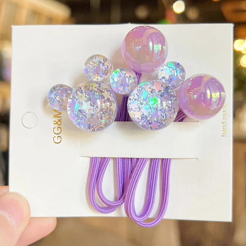 2PCS Neue Reizende Bunte Krone Bär Mädchen Elastische Haarbänder Haar Zubehör Kinder Haar Krawatten Baby Kopfbedeckungen – Detail 10