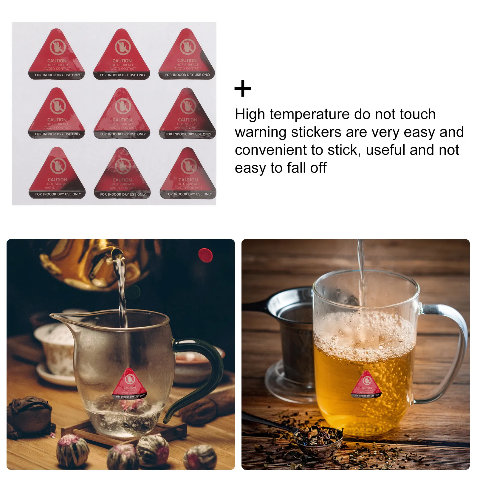 10Pcs Color Change High Temperature Warning Stickers Caution Scald Label for Equipment Industrial Safety Hot Surface Warning