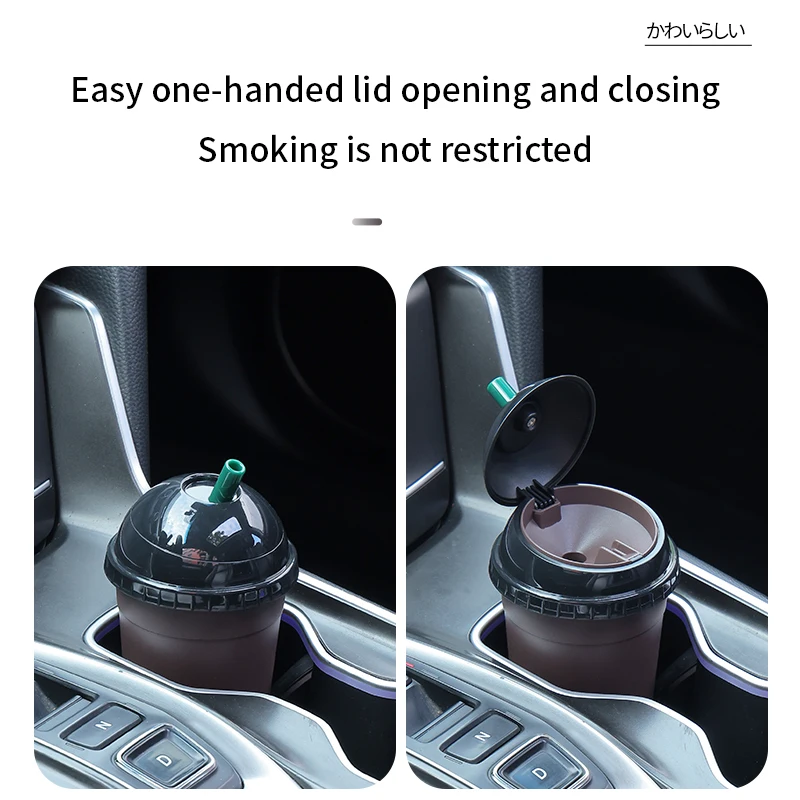 Coffee Cup Shaped On-Board Ashtrays Car Ashtray With Lid Portable Inner Liner High Flame Retardant For Cigars And Cigarettes