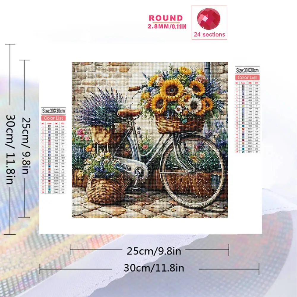 Evershine Diamond Embroidery Bicycle Landscape Pattern For Adults Beginners Painting Sunflower DIY Diamond Mosaic Unique Gift