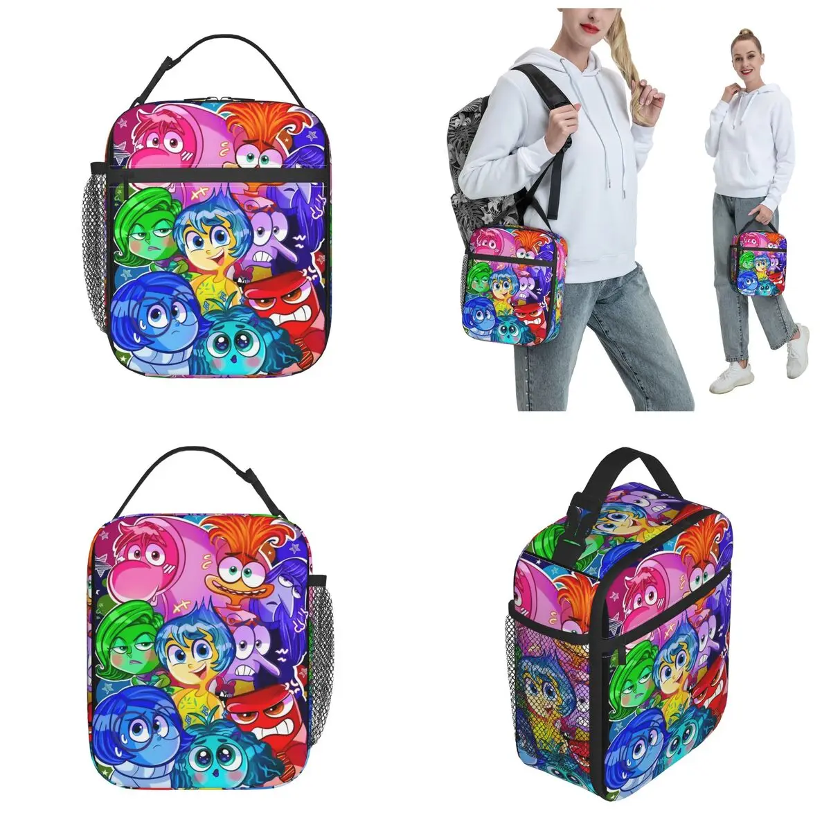 Inside Out Emotions Anxiety Insulated Lunch Bag Thermal Bag Reusable Cartoon Portable Lunch Box Tote Men Women Office Outdoor