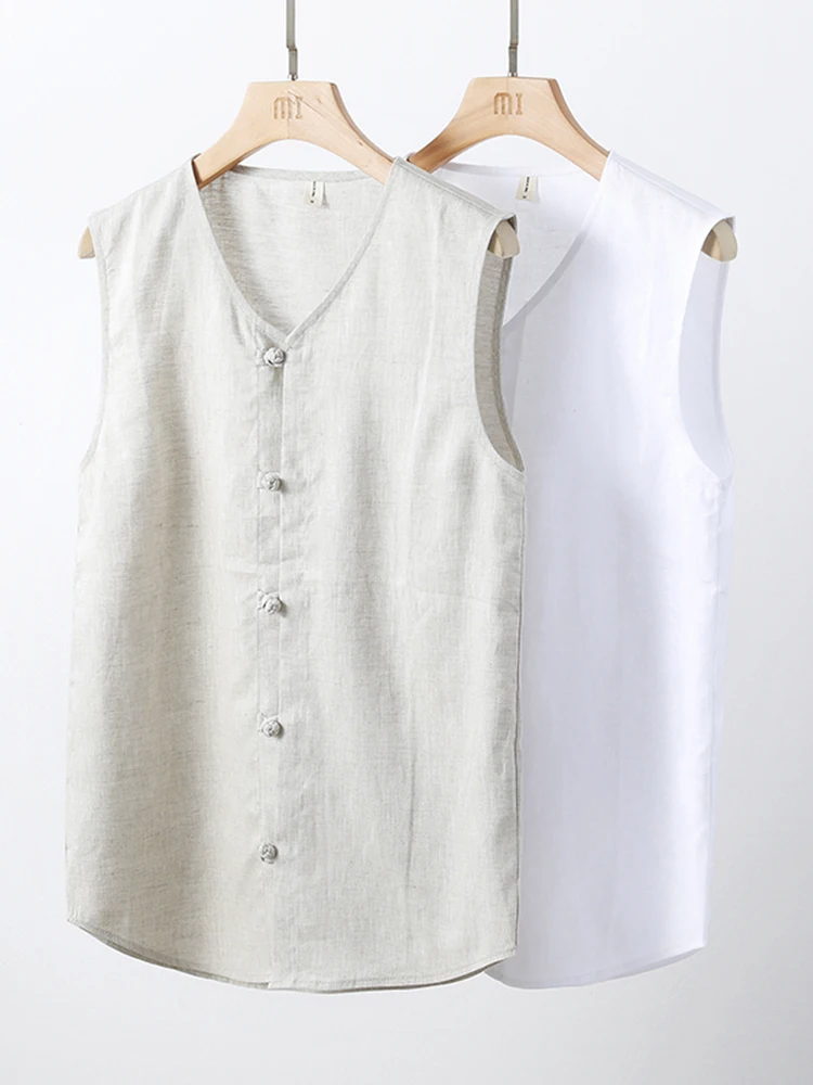 

Cleanfit Linen V-Ne Vest Men's Summer Thin Sle Tang Costume oulder irt No Sve irt Loose Fit Youth ular Daily ...