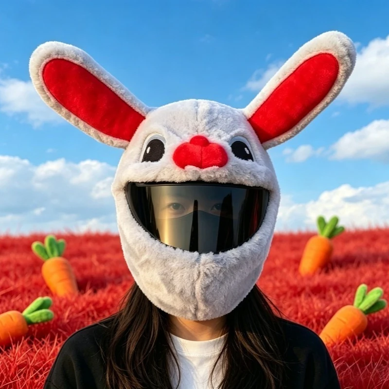 Cartoon Plush Animal Motorcycle Full Helmet Cover Funny Dustproof Protective Helmet Sleeve Cute Decorative Motorcycle Accessorie