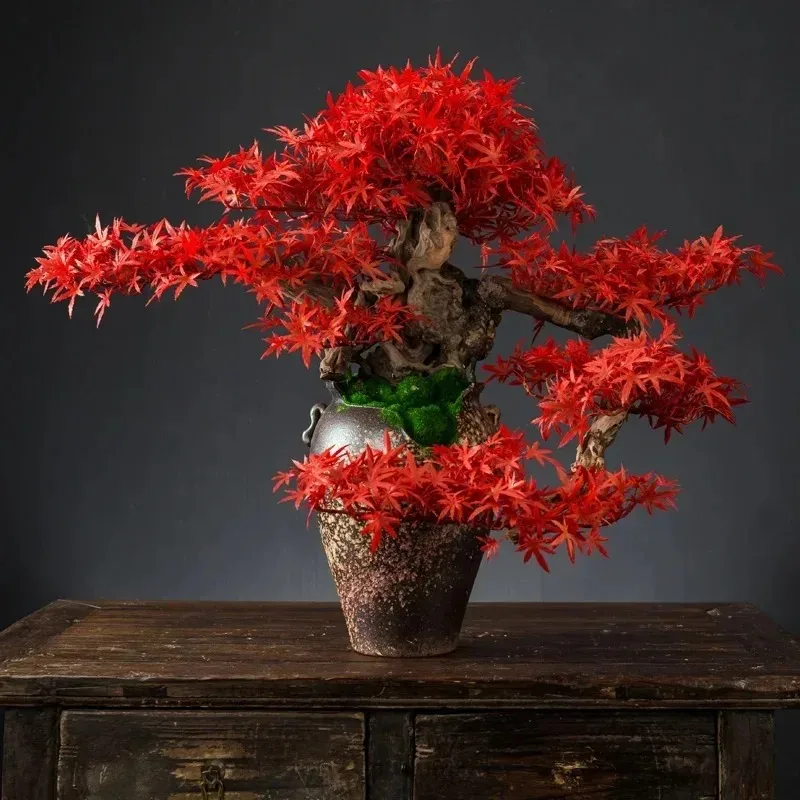 Simulation plant bonsai welcome pine ornament desktop zen retro bottle fake tree potted hotel new Chinese decoration