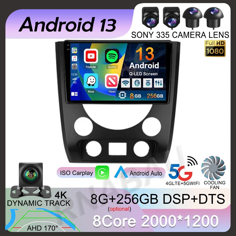 

Android 13 Carplay Auto Car Radio For SsangYong Rexton W 2014 2015 2016 Cassette Multimedia Player GPS Navigation Stereo NO 2DIN