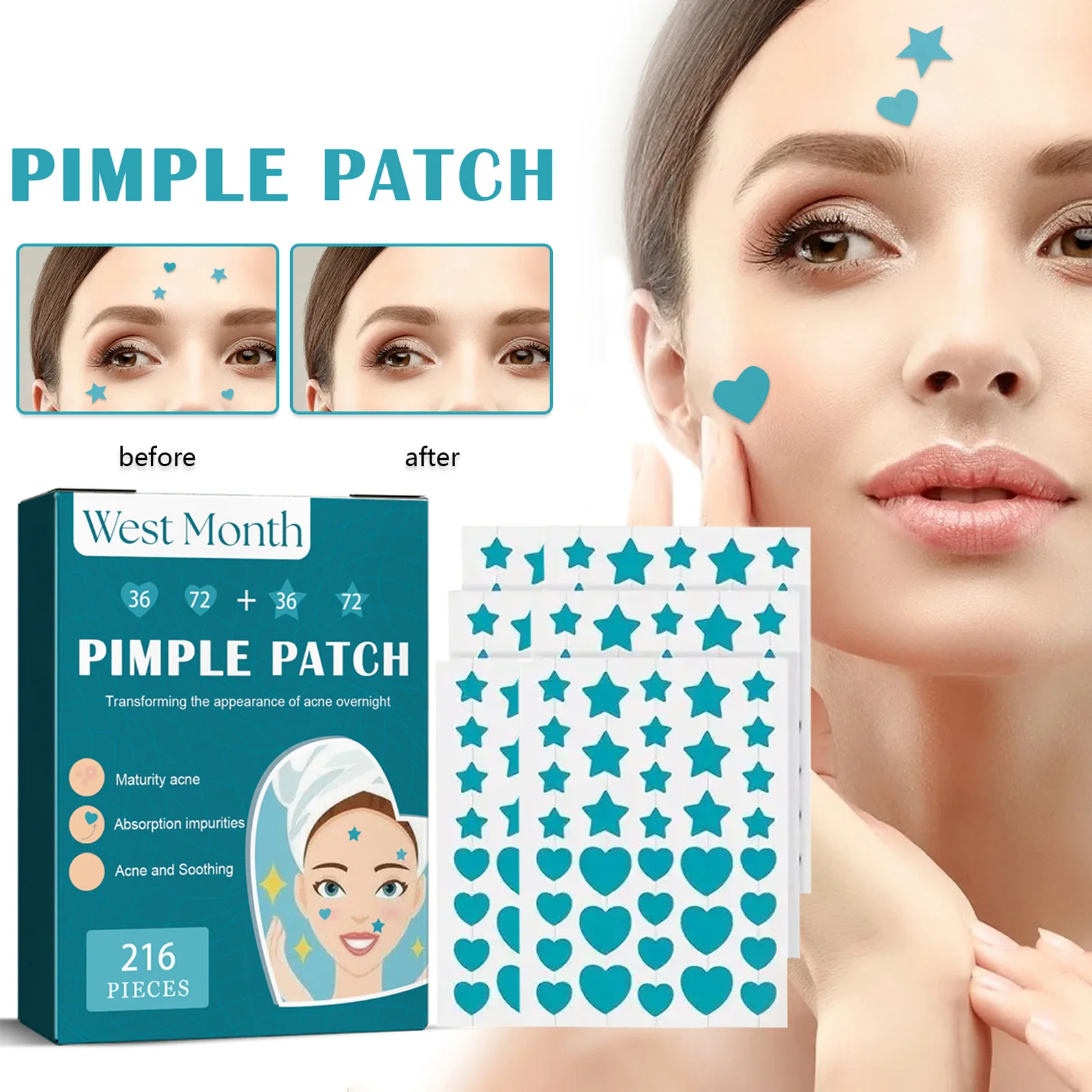 Patch idrocolloidali per l'acne Ripara i brufoli Punti neri Invisibile Traspirante Impermeabile Detergente per l'acne Correttore Dissolvenza Copertura delle imperfezioni