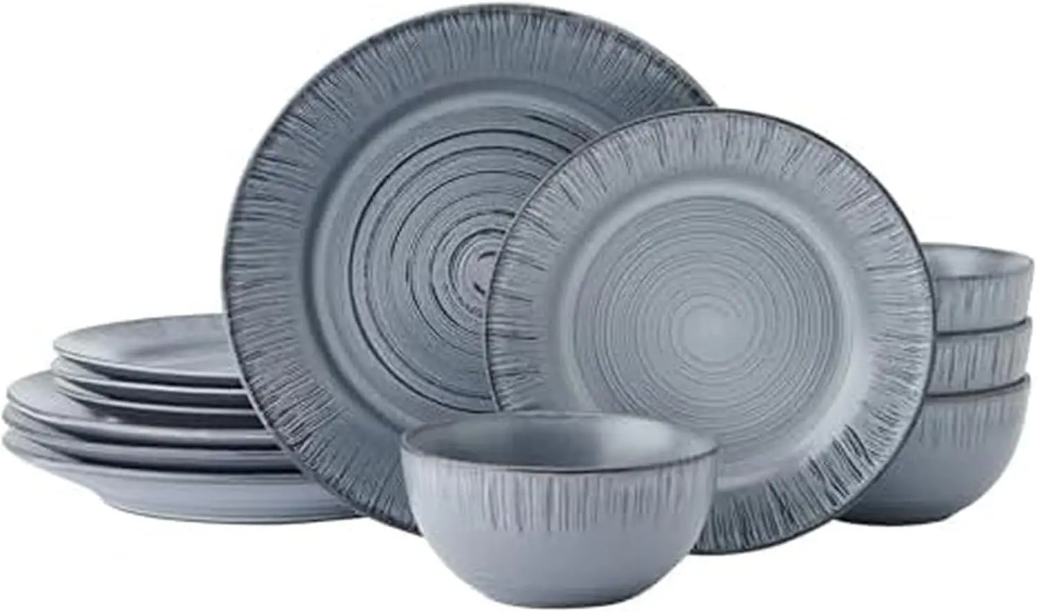 

Mystic 12 Piece Plates Bowls Dinnerware Set, Service for 4, Blue