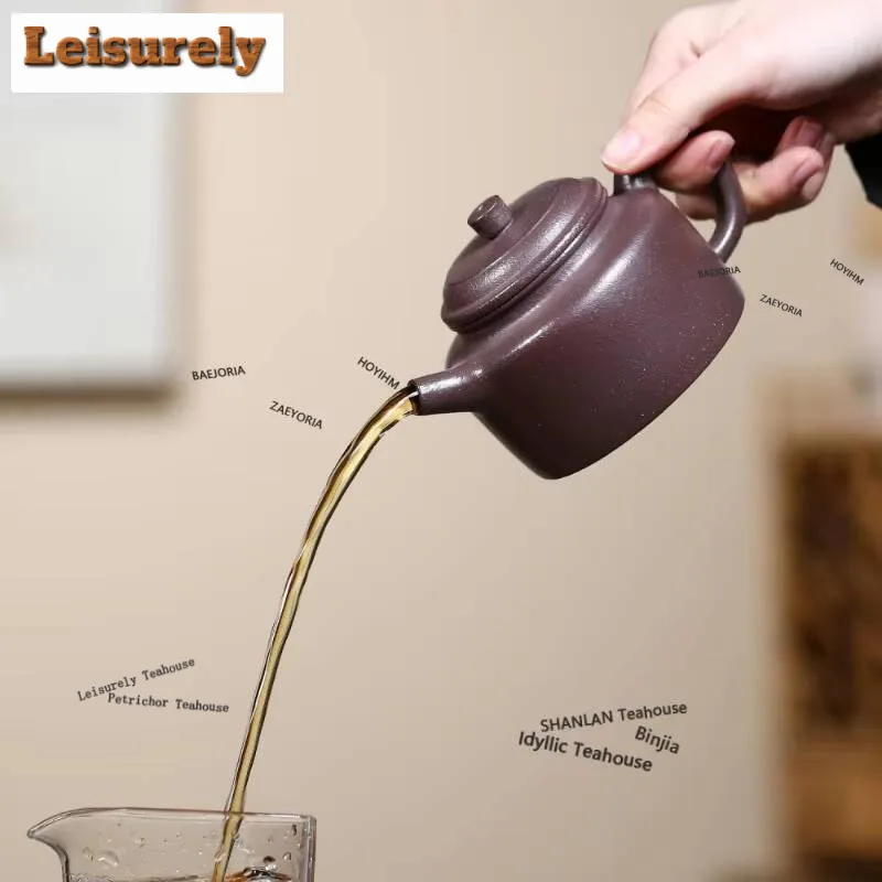 250ml Luxury Yixing Purple Clay Teapots Handmade De Zhong Pot Raw Ore Azure Mud Tea Making Kettle Zisha Tea Set Cafes Ornaments
