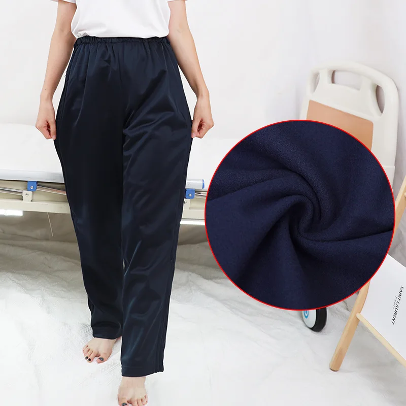 Pajama Pants Easy To Wear and Take Off Both Sides of The Zipper Pants Elderly Care Pants After Fracture Paralysis Bed Convenient