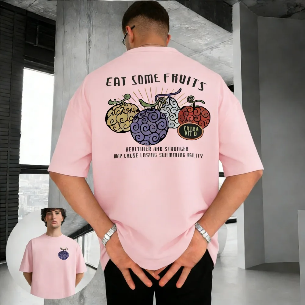 One Piece Devil Fruit Unisex Pure Cotton T-shirt 2026 Summer Anime Print American Loose Casual Parent-child Short Sleeved Top