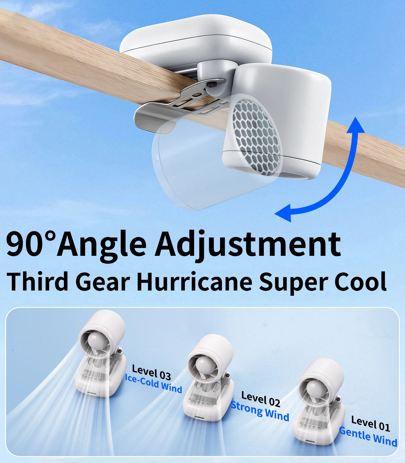 Eary Outdoor Wearable Hat Clip Fan 1200mAh USB Rechargeable Portable Handheld Backpack Cooler 3 Speeds Lightweight Mini Desk Fan image 4