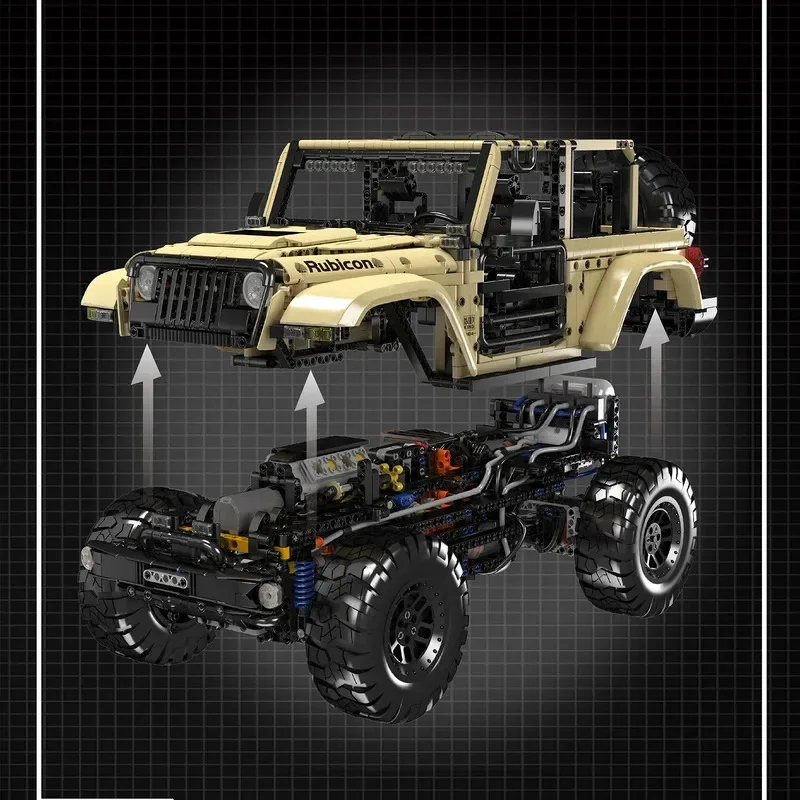 Mould King 13184 Technischer APP/RC Motorisierter Wrangler SUV Auto-Bausatz Spielzeug für Jungen Geschenk für Kinder Modellbausätze für Erwachsene