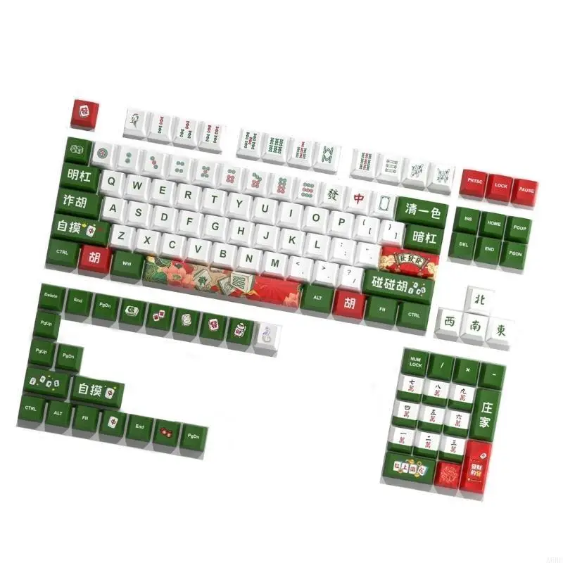 

652F Vibranted Mahjong Theme Keycap 125 Key Keycaps for Mechanical Keyboards with Long Time Fade Resistant Color