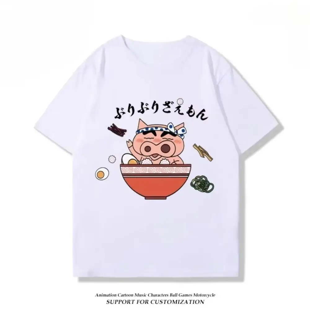 Crayon Shin-Chan Buta Ramen T-Shirt Unisex Casual Short Sleeve Japanese Anime Streetwear Tee