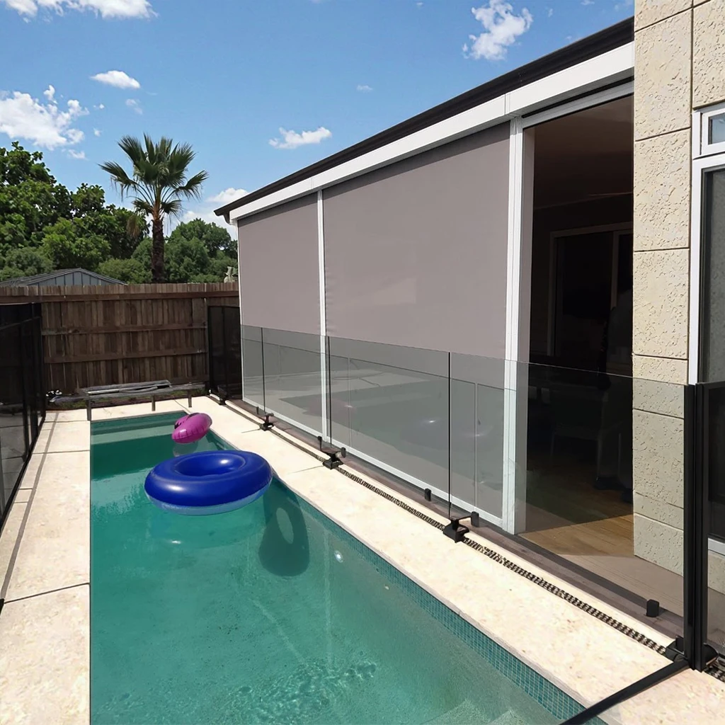 

Manual Operation Zip Screen Outdoor Blinds Windproof Patio Sun Shading Clear PVC Electric Format-Zip Track Windproof Sun Shades
