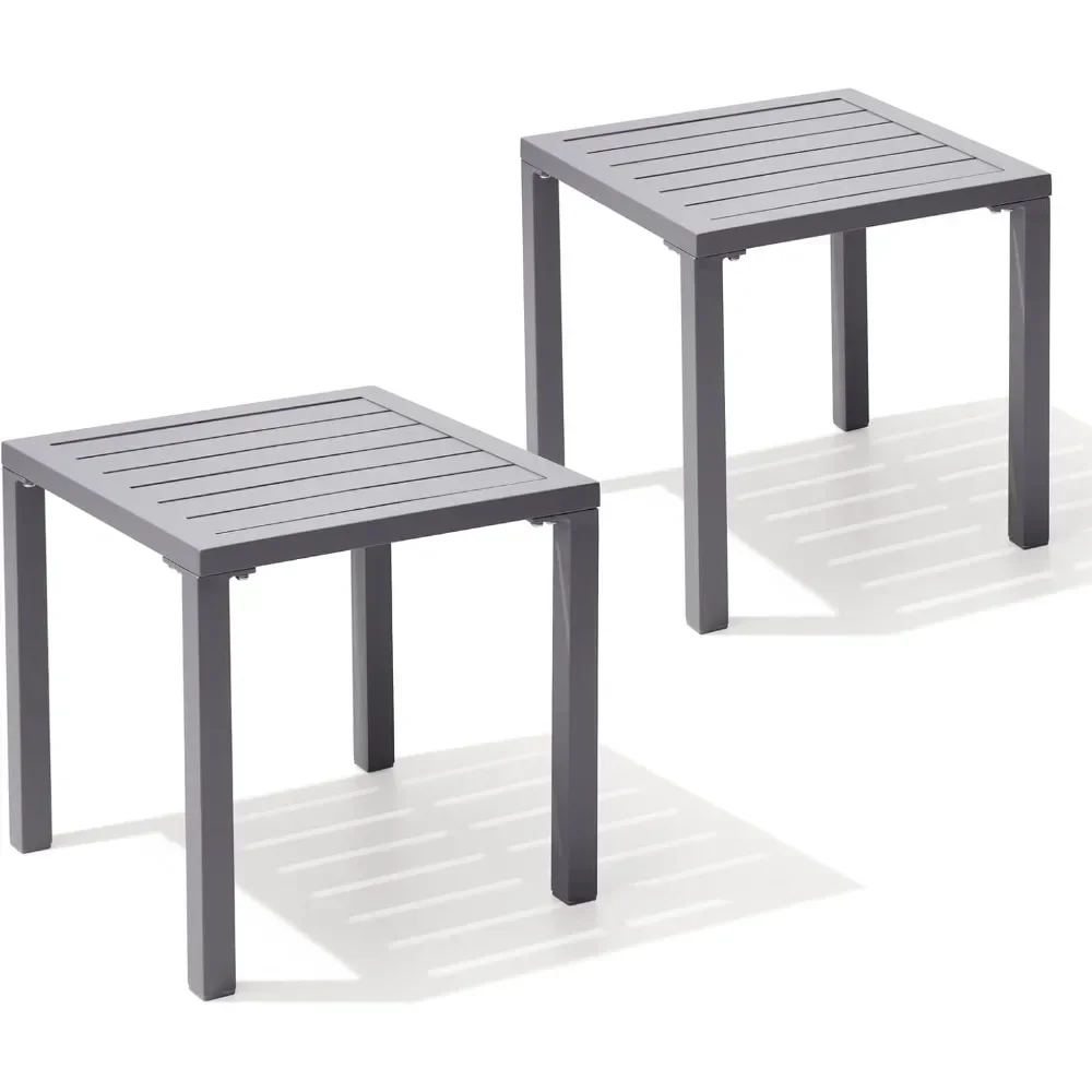 

Aluminum Outdoor Side Table Set of 2, Pool Lounge Chair Side Table, Weather Resistant Small Square Coffee End Table for Patio,
