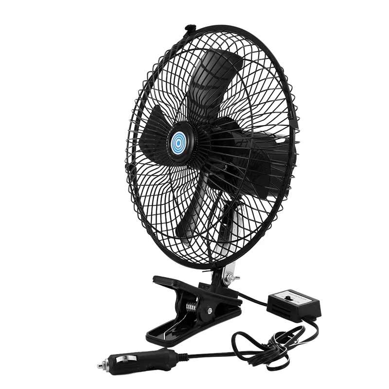 10 Inch 12V Car Electric Fan Adjustable Speed Oscillating Cooling Fans With Clip For Home Travel Car Truck