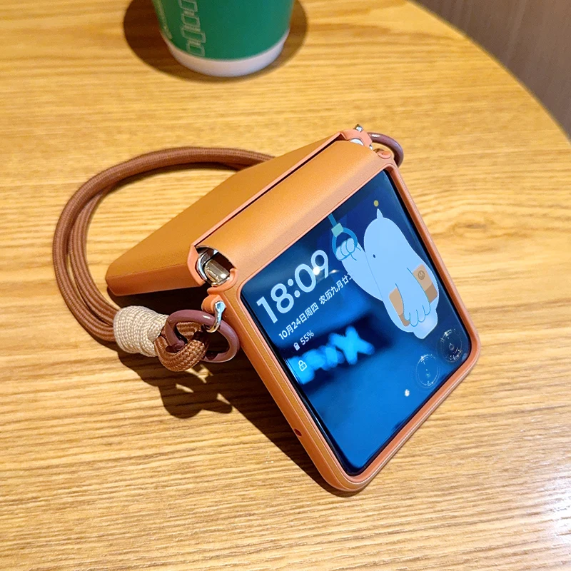 For Motorola Razr 50 Razr 50 Ultra Simple and stylish phone case in solid color with lanyard and PC hard shell veneer