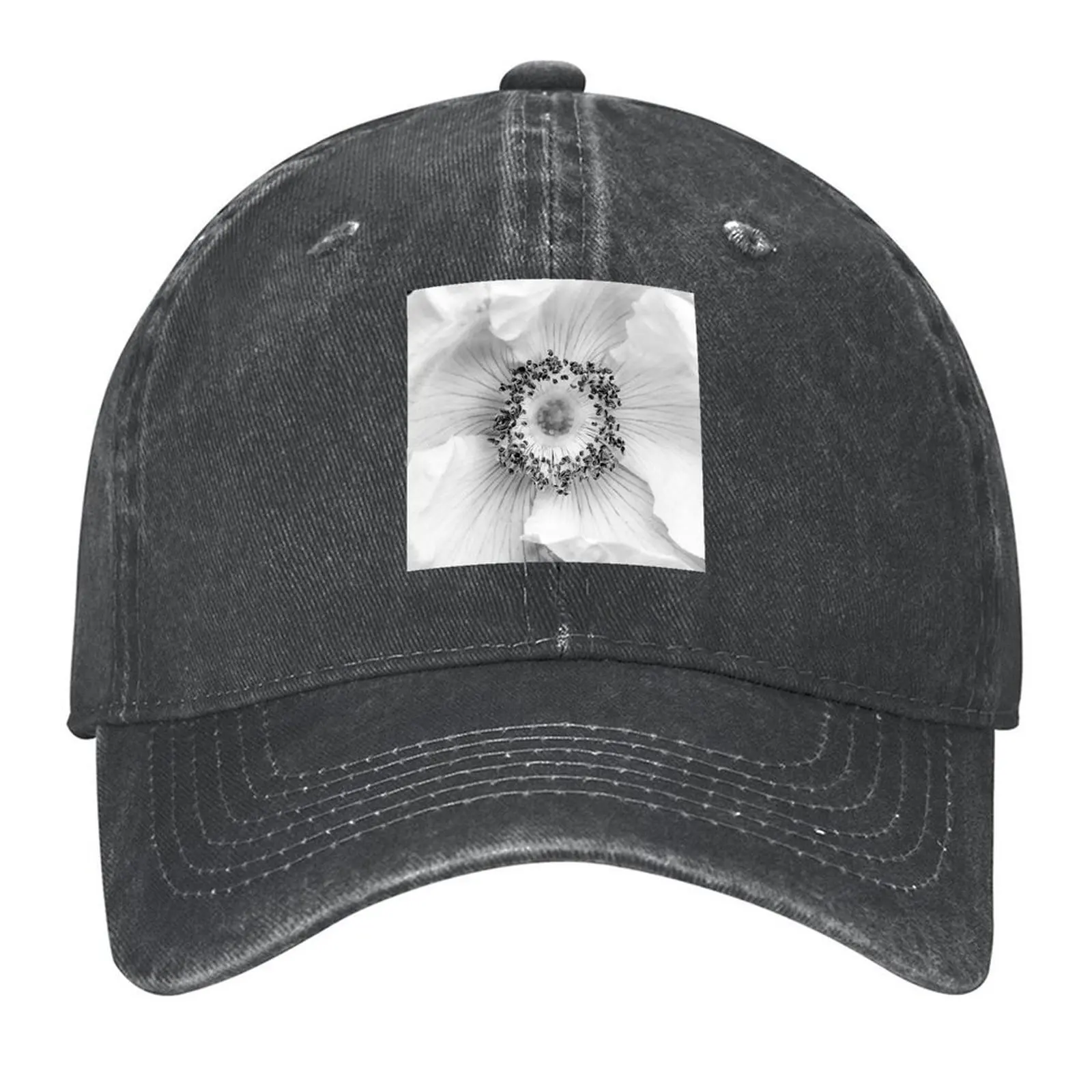 

Black and white flower photo Baseball Cap Beach Outing sun caps Dropshipping Christmas Hat Women's Beach Outlet Men's