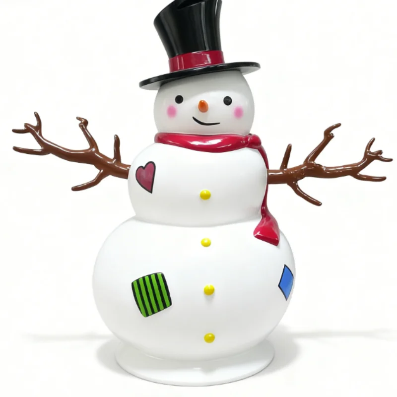 ※a Cute Resin Fiberglass Snowman Sculpture for Outdoor Festive Decorations New Year & Thanksgiving