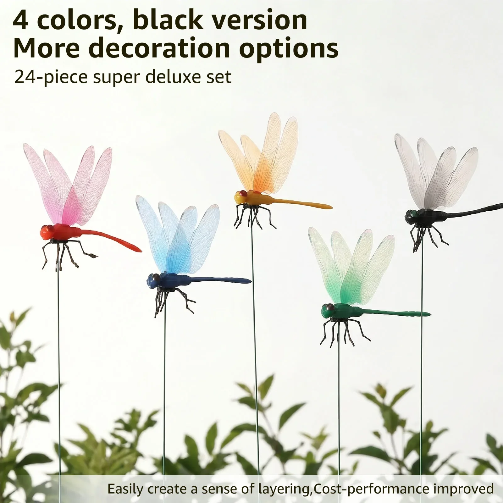 24Pcs Artificial Dragonfly Clip Garden Decor Stakes Lifelike Outdoor  Bug Deterrent 3D Dragonfly Hat Clip Bug Repellent