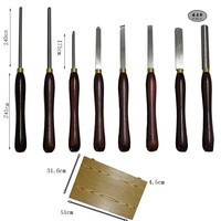 8pcs HSS Wood Turning Tool Set Lathe Machine Carving Reamer with Wooden Handle Box Package OEM Customizable