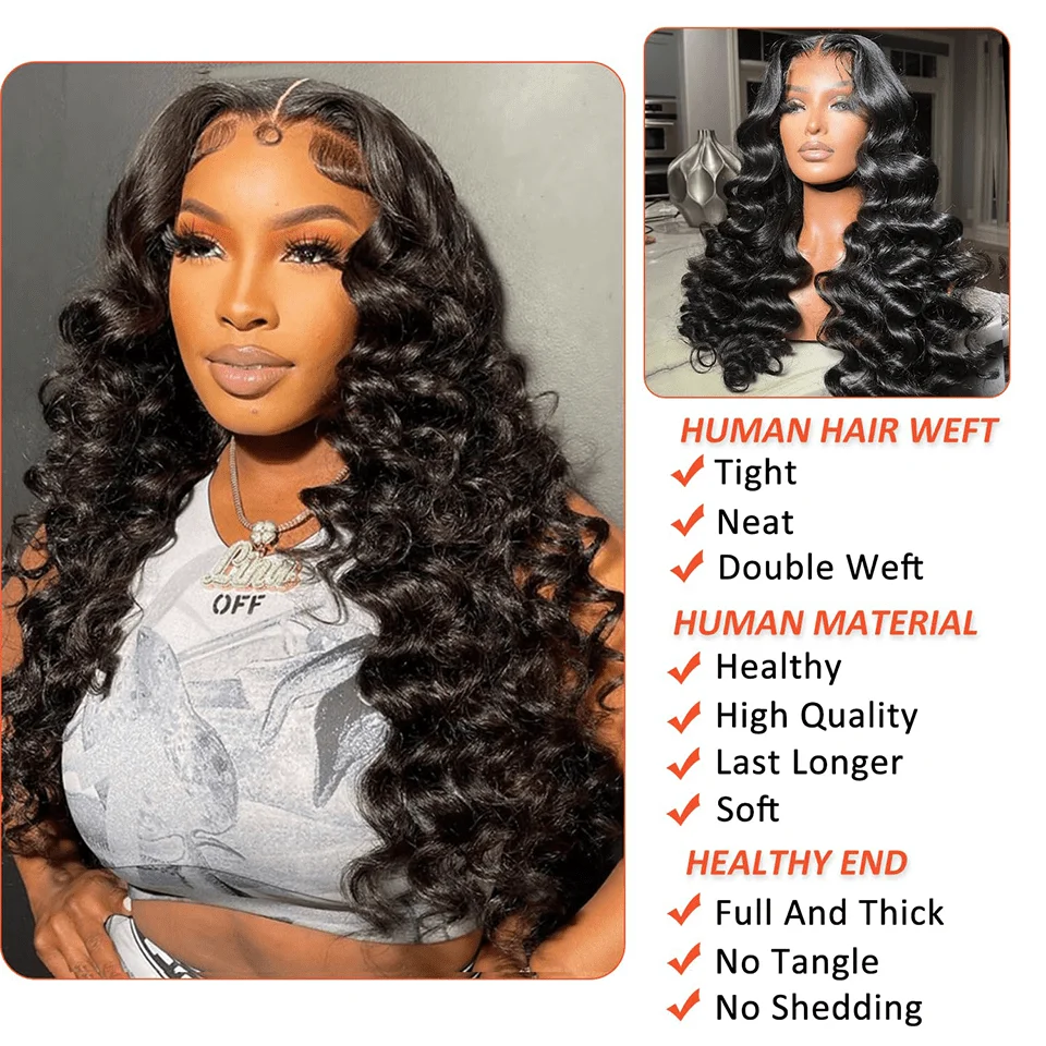 42 Inch 250 Density Deep Wave Human Hair Wigs Curly Brazilian Lace Front Wigs Pre Plucked Natural Black 13X6 Hd Lace Frontal Wig image 5