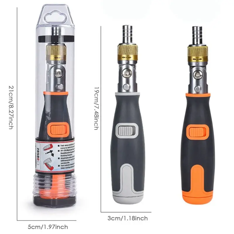 *HOPE 10-In-1 Gray Screwdriver Set Bidirectional Ratchet Deformation Multi-Angle Special-Shaped Screwdriver with Batch Head