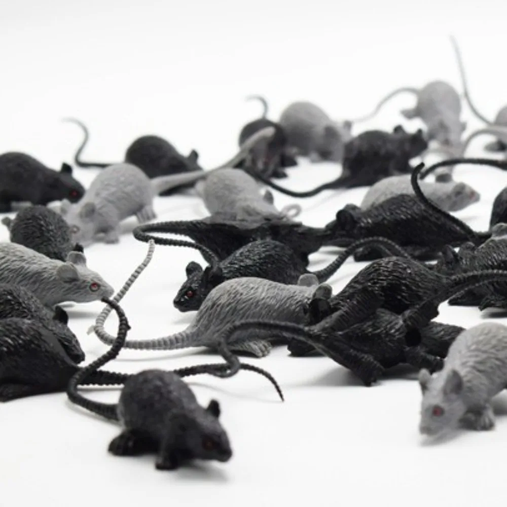 10pcs Mini Hallowen Party Decor Fake Rat Mini Plastic Mouse Model Scary Trick Funny Kids Toy Trick Prank Prop