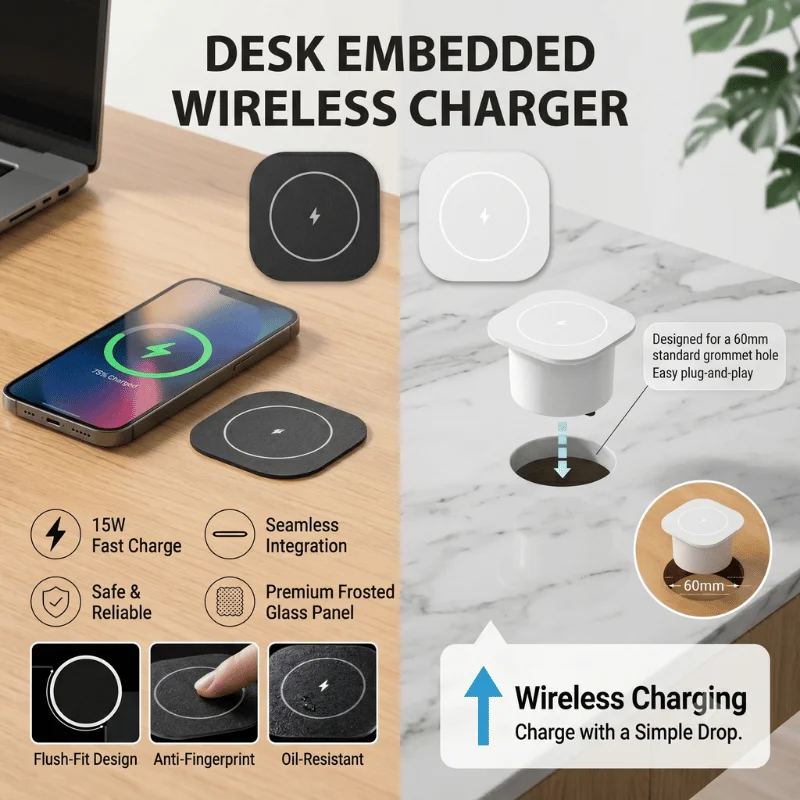15W Built-in Wireless Charger  - Home Office Of Uk recension och pris