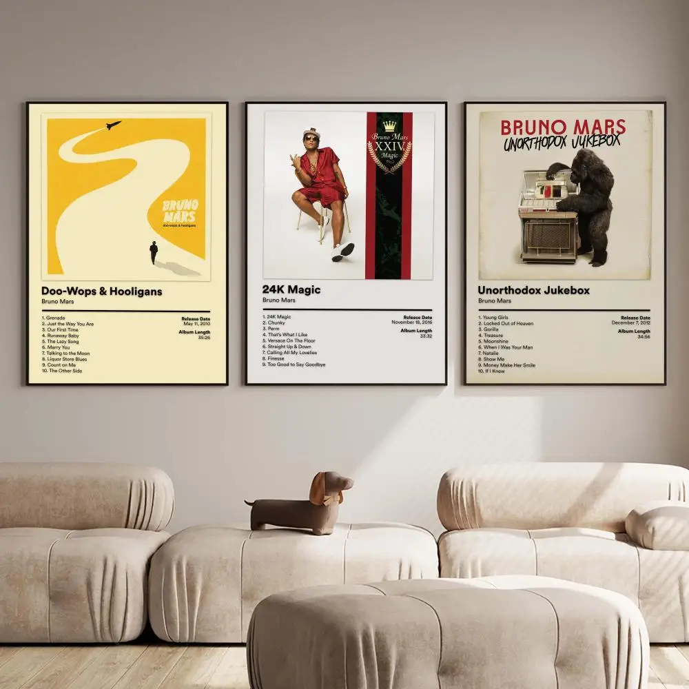 Singer B-Bruno Mars Music Album Painting Calligraphy Modern Canvas Wall Art Print Stylish Bedroom Cafe Home Decor Gift Poster