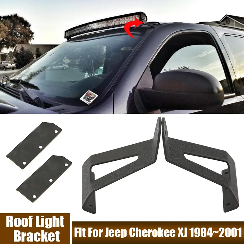 2Pcs Car Led Bar Light Bracket Mount Off-Road Upper Roof Windshield Lighting Accessories For Jeep Cherokee XJ 1984-2001