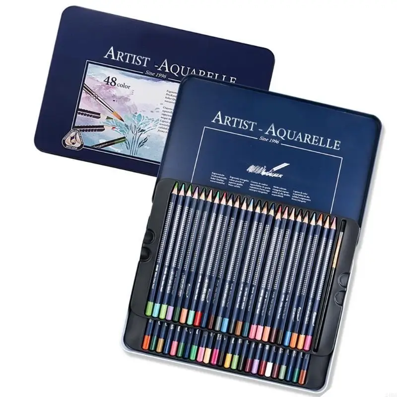 

Watercolor Colouring Pencils with Metal Case Pre Sharpened Colored Pencil with Fine Brush For Adult Kid Coloring Books 24BB
