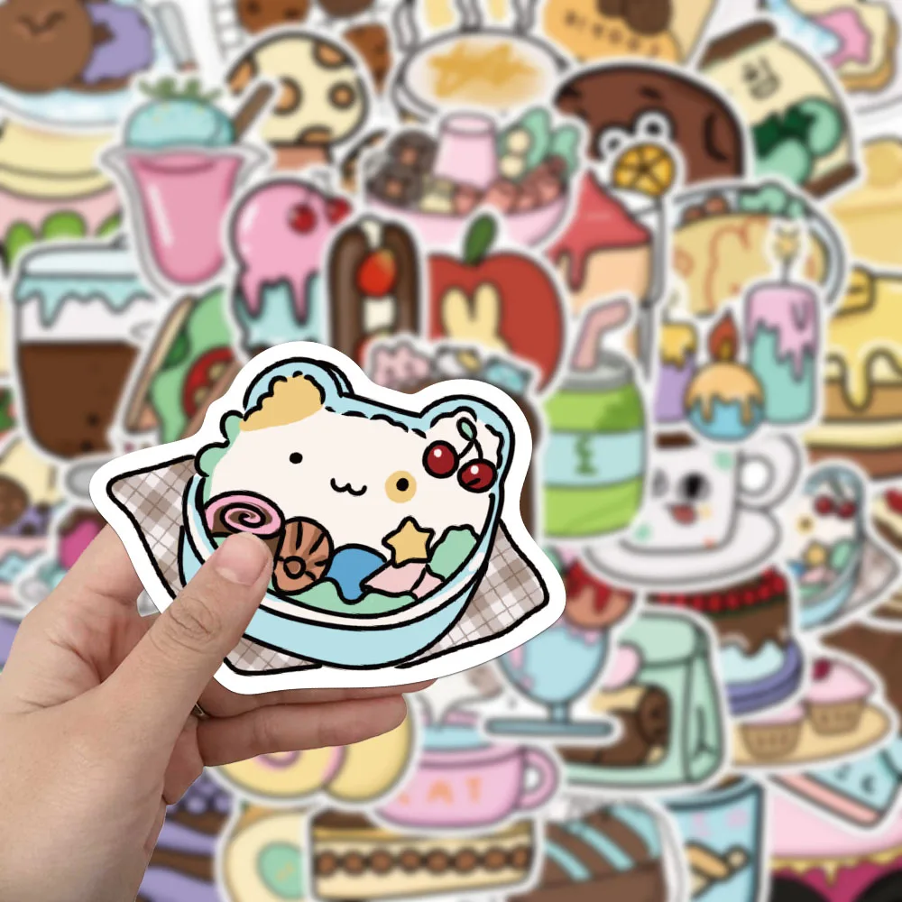 50PCS Creative Food Store Stickers Exquisite DIY Phone Cases, Water Cups, Notebook Personalized Decoration Stickers