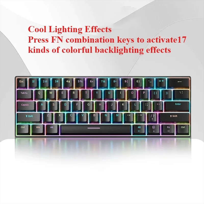 2026 New Original Mechanical Wired Gaming Keyboard RGB Lighting Supports Hot-Swappable 61-Key Mechanical Wired Gaming Keyboard