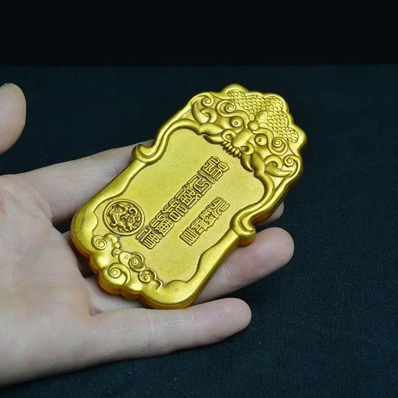 

Ancient Gold Token Gold Waist Plate Ming Dynasty Jinyiwei Commander Token Imitation Bronze Plated Thick Heavy Collectible Playth