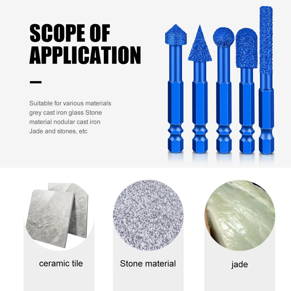 1PC Hexagonal Shank Grinding Head Marble Tile and Stone Grinding Head New Type of Brazing Drilling and Grinding Head Drill Bit