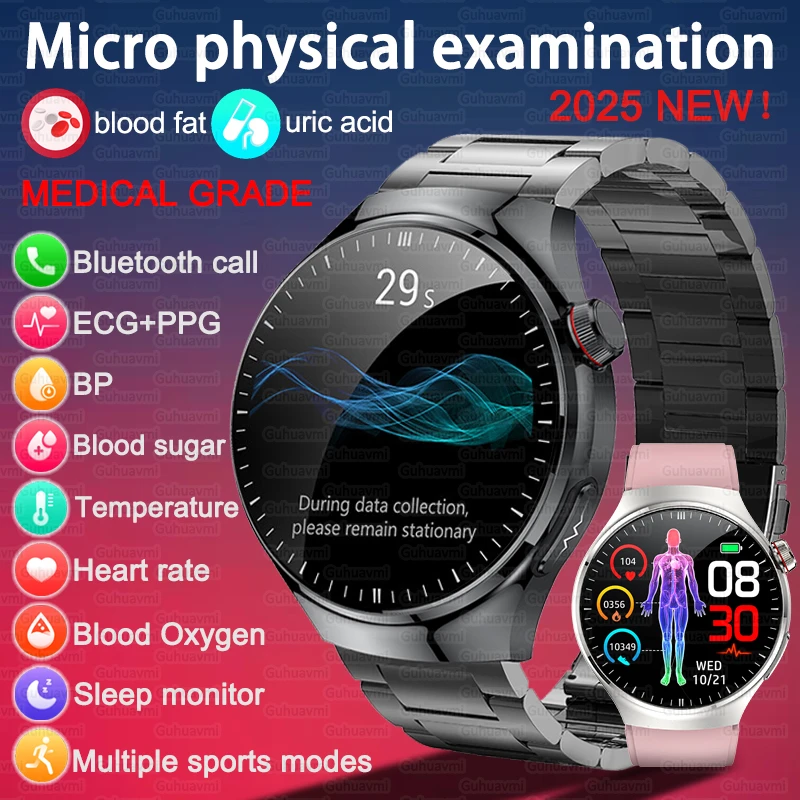 2025-new-medical-grade-smart-watch-men-ecg-ppg-blood-lipid-blood-sugar-uric-acid-hrv-tester-amoled-hd-bt-call-women-smart-watch